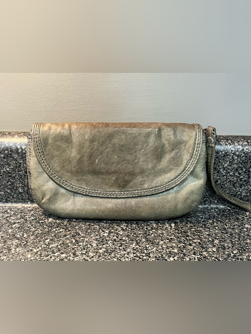 Lucky Brand Olive Green Leather Fold-Over Wristlet